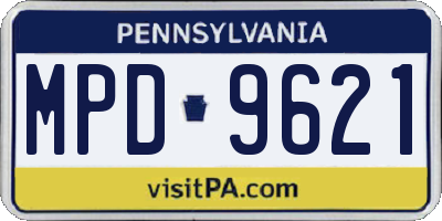 PA license plate MPD9621