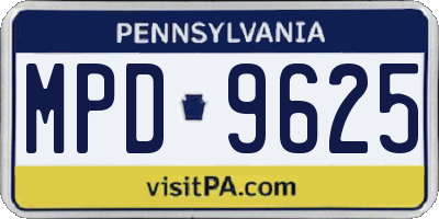 PA license plate MPD9625