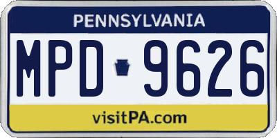 PA license plate MPD9626