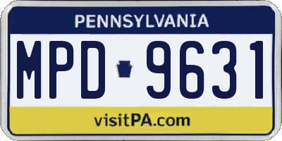 PA license plate MPD9631