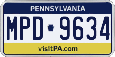 PA license plate MPD9634