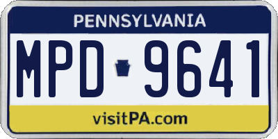 PA license plate MPD9641