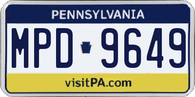 PA license plate MPD9649