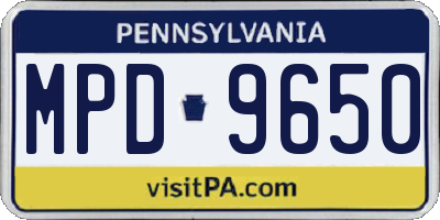 PA license plate MPD9650