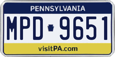PA license plate MPD9651