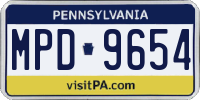 PA license plate MPD9654