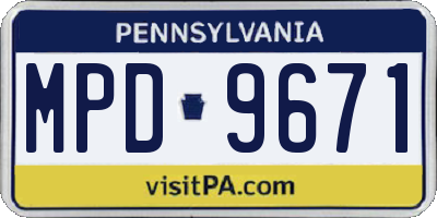 PA license plate MPD9671