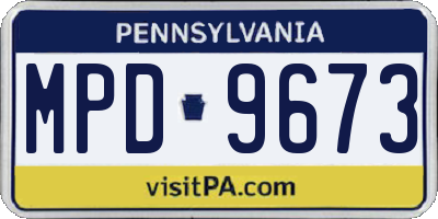 PA license plate MPD9673