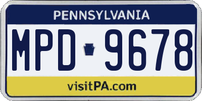 PA license plate MPD9678