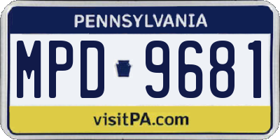 PA license plate MPD9681