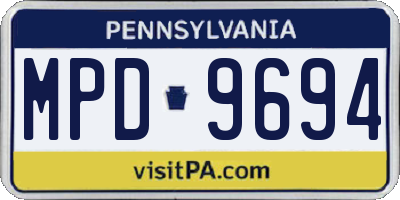 PA license plate MPD9694