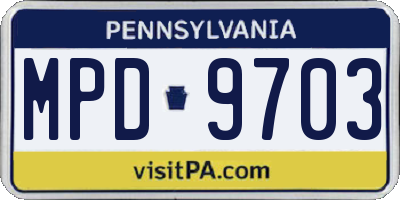 PA license plate MPD9703