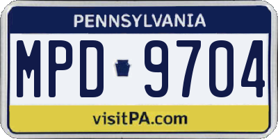PA license plate MPD9704