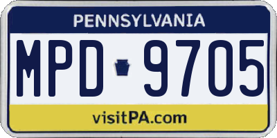 PA license plate MPD9705