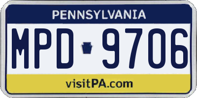 PA license plate MPD9706