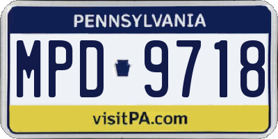 PA license plate MPD9718