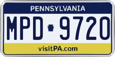 PA license plate MPD9720
