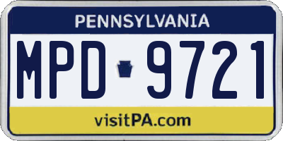 PA license plate MPD9721
