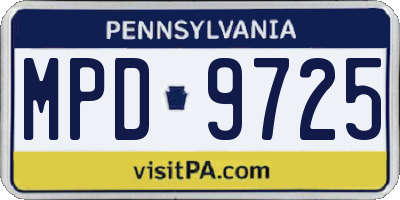 PA license plate MPD9725