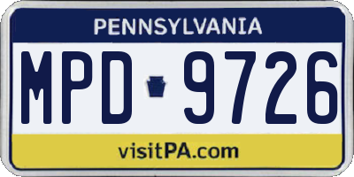 PA license plate MPD9726