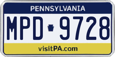 PA license plate MPD9728