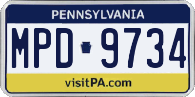 PA license plate MPD9734