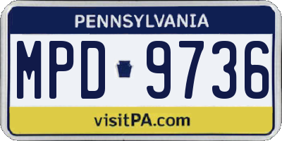 PA license plate MPD9736