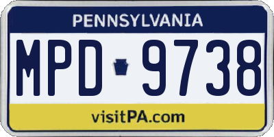 PA license plate MPD9738