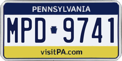 PA license plate MPD9741