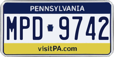 PA license plate MPD9742