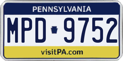 PA license plate MPD9752
