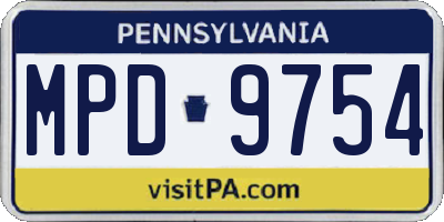 PA license plate MPD9754