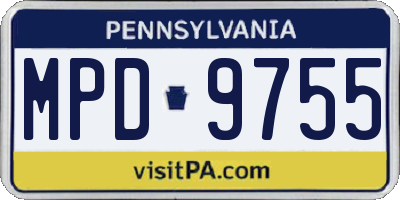 PA license plate MPD9755