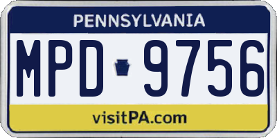 PA license plate MPD9756