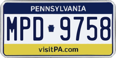 PA license plate MPD9758