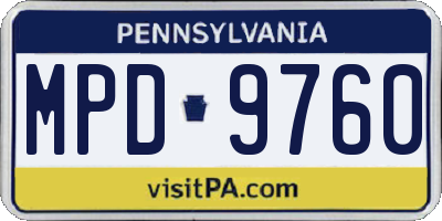 PA license plate MPD9760