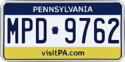 PA license plate MPD9762
