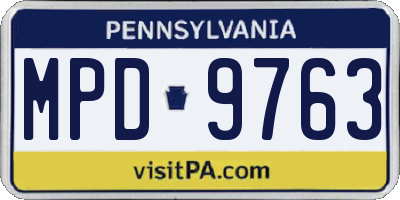 PA license plate MPD9763