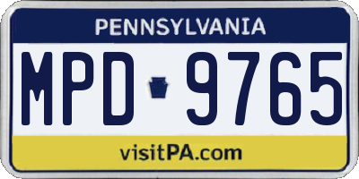 PA license plate MPD9765