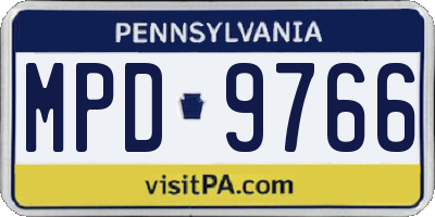 PA license plate MPD9766