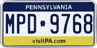 PA license plate MPD9768
