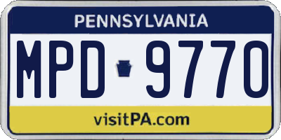 PA license plate MPD9770