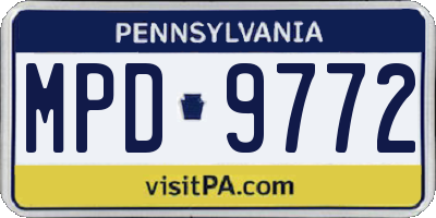 PA license plate MPD9772