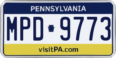 PA license plate MPD9773