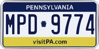 PA license plate MPD9774