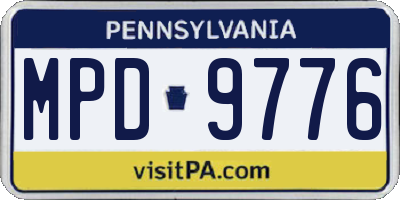PA license plate MPD9776