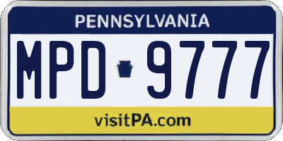PA license plate MPD9777