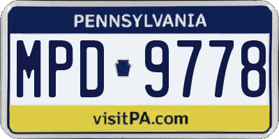 PA license plate MPD9778