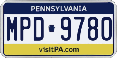 PA license plate MPD9780