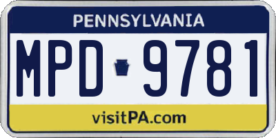 PA license plate MPD9781